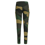 Black And Green Camouflage Print High-Waisted Pocket Leggings