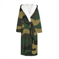 Black And Green Camouflage Print Hooded Bathrobe