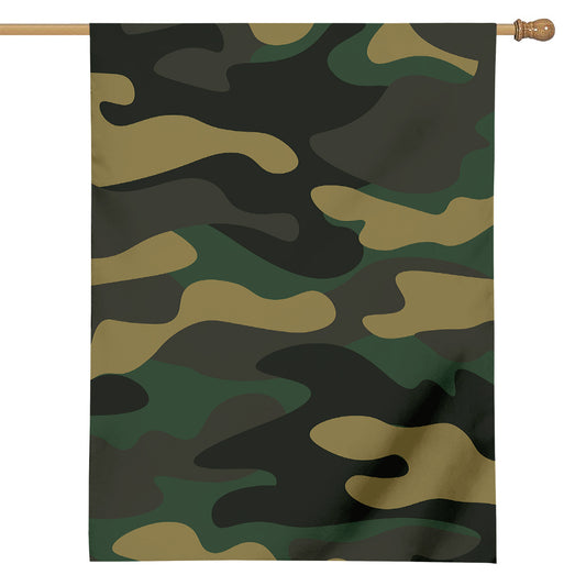 Black And Green Camouflage Print House Flag