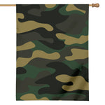 Black And Green Camouflage Print House Flag