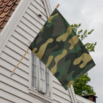 Black And Green Camouflage Print House Flag