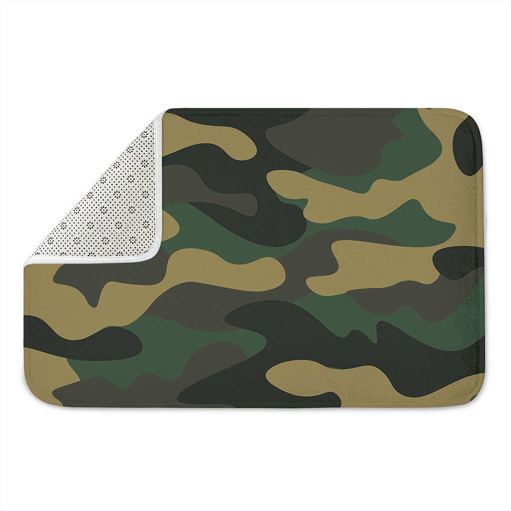Black And Green Camouflage Print Indoor Door Mat