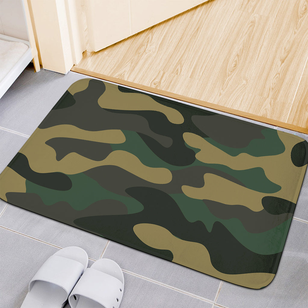 Black And Green Camouflage Print Indoor Door Mat