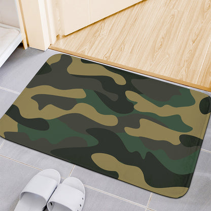 Black And Green Camouflage Print Indoor Door Mat