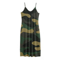 Black And Green Camouflage Print Jersey Midi Cami Dress