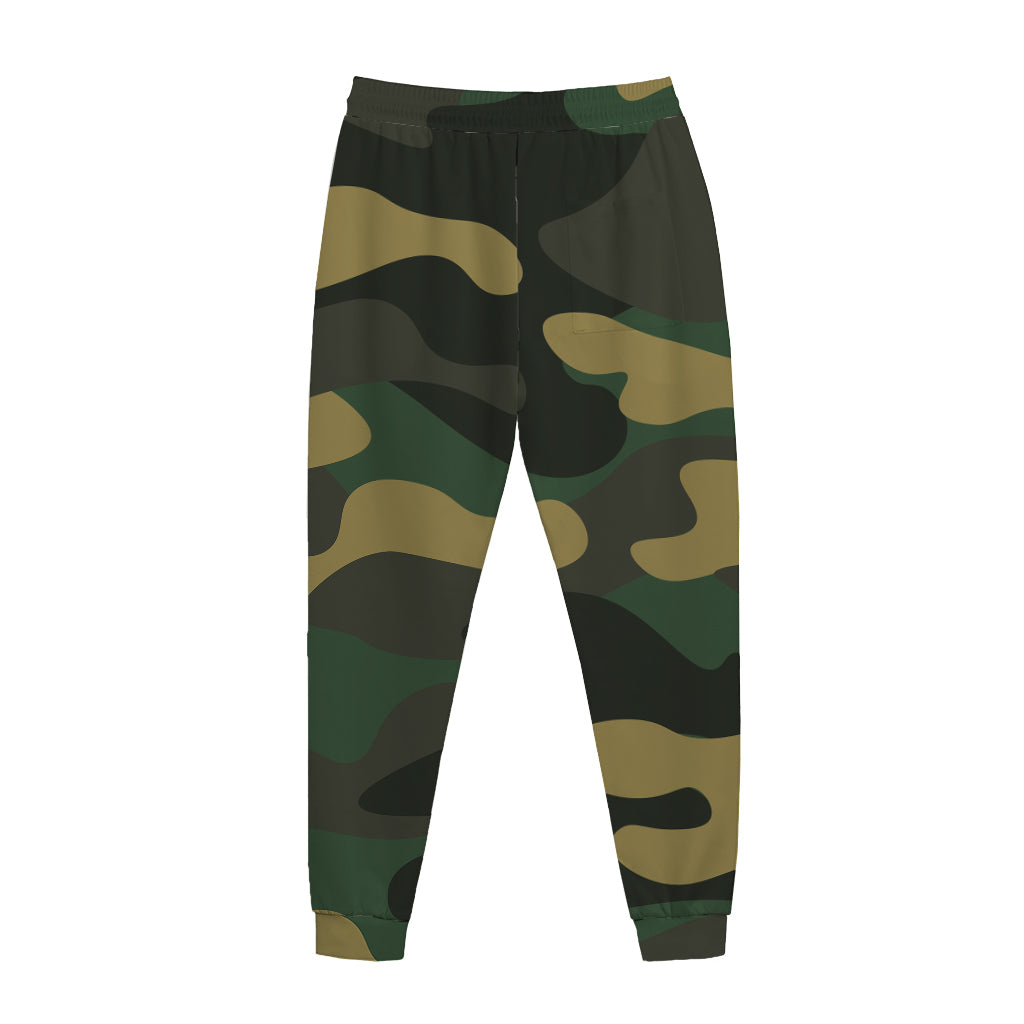 Black And Green Camouflage Print Jogger Pants