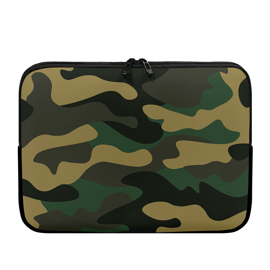 Black And Green Camouflage Print Laptop Sleeve