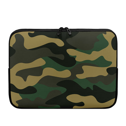 Black And Green Camouflage Print Laptop Sleeve