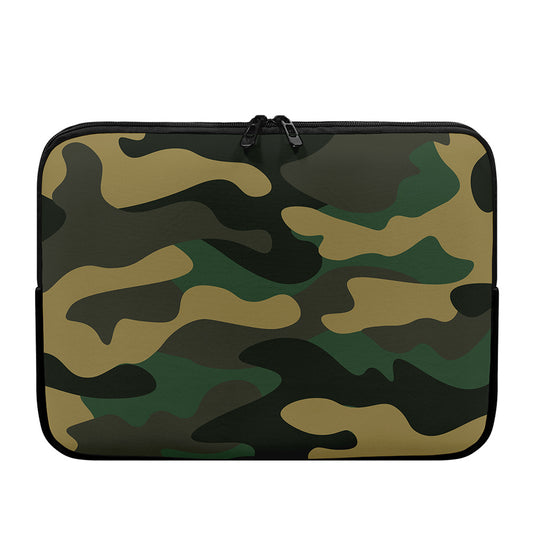 Black And Green Camouflage Print Laptop Sleeve