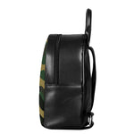 Black And Green Camouflage Print Leather Backpack