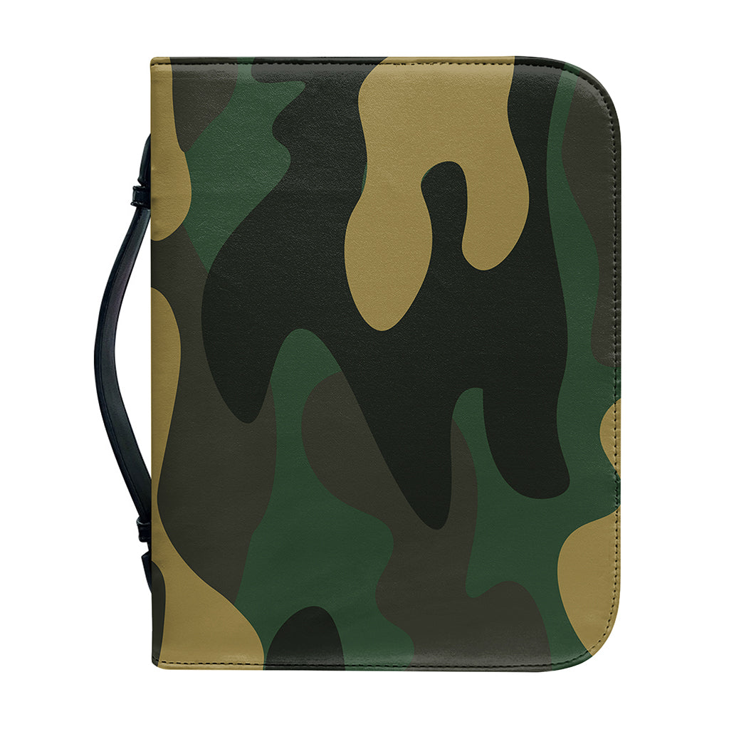 Black And Green Camouflage Print Leather Bible Cover