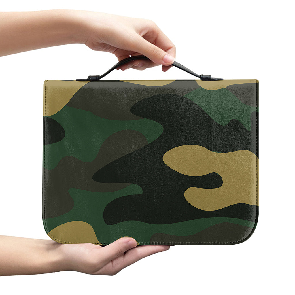 Black And Green Camouflage Print Leather Bible Cover