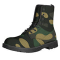 Black And Green Camouflage Print Lace-Up Boots