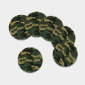 Black And Green Camouflage Print Leather Coaster Set