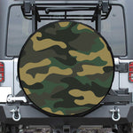 Black And Green Camouflage Print Leather Spare Tire Cover