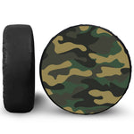 Black And Green Camouflage Print Leather Spare Tire Cover