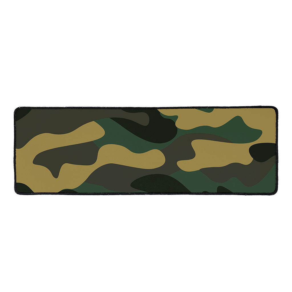 Black And Green Camouflage Print Long Kitchen Mat