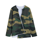 Black And Green Camouflage Print Long Sleeve Short Coat