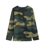 Black And Green Camouflage Print Long Sleeve Short Coat
