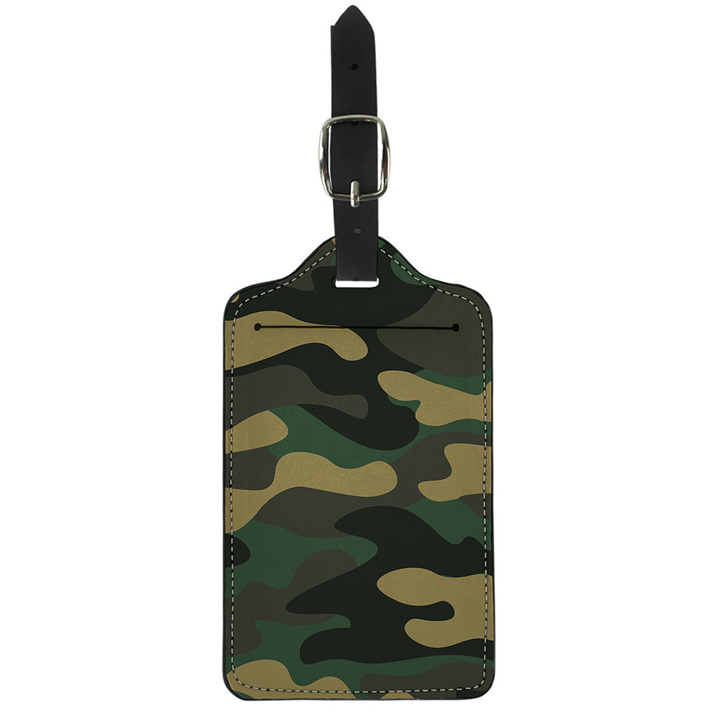 Black And Green Camouflage Print Luggage Tag