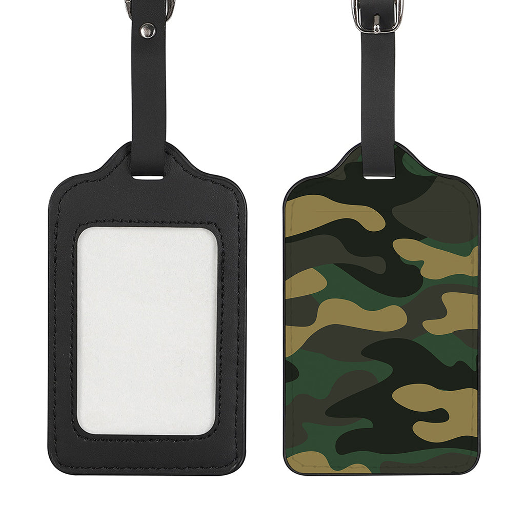 Black And Green Camouflage Print Luggage Tag