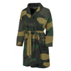 Black And Green Camouflage Print Men's Bathrobe