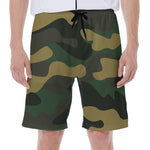 Black And Green Camouflage Print Men's Beach Shorts