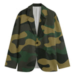 Black And Green Camouflage Print Men's Blazer