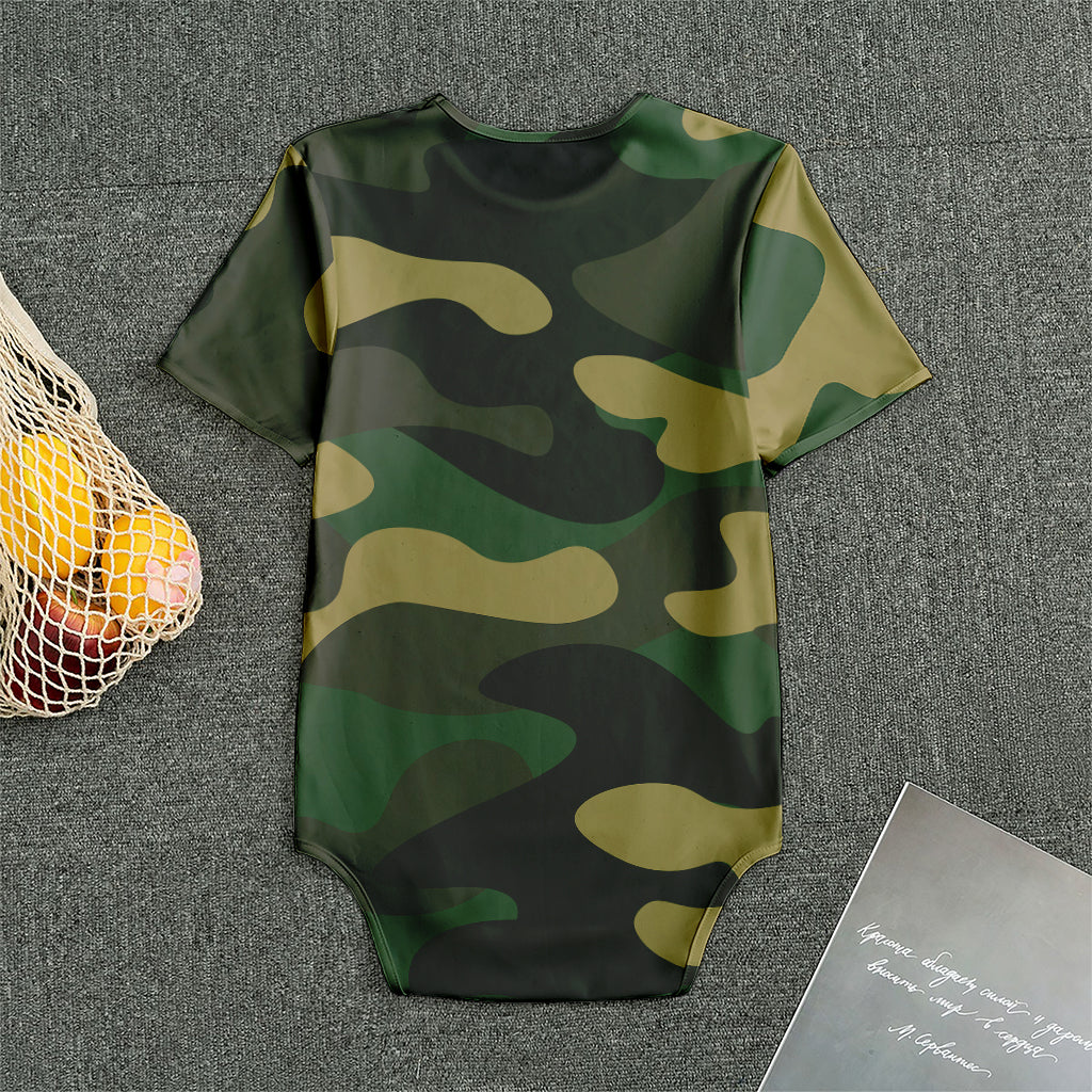 Black And Green Camouflage Print Men's Bodysuit