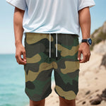 Black And Green Camouflage Print Men's Cargo Shorts