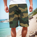 Black And Green Camouflage Print Men's Cargo Shorts