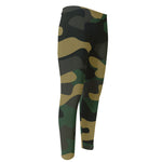 Black And Green Camouflage Print Men's Compression Pants