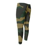 Black And Green Camouflage Print Men's Compression Pants