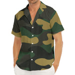 Black And Green Camouflage Print Men's Deep V-Neck Shirt