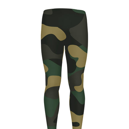 Black And Green Camouflage Print Men's leggings