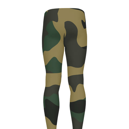Black And Green Camouflage Print Men's leggings