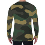 Black And Green Camouflage Print Men's Long Sleeve T-Shirt