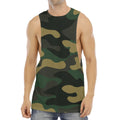Black And Green Camouflage Print Men's Muscle Tank Top