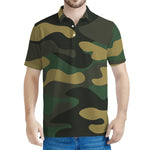 Black And Green Camouflage Print Men's Polo Shirt