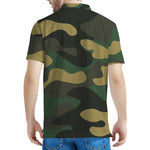 Black And Green Camouflage Print Men's Polo Shirt