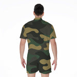 Black And Green Camouflage Print Men's Rompers