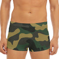 Black And Green Camouflage Print Men's Short Boxer Briefs