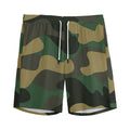 Black And Green Camouflage Print Men's Athletic Shorts