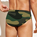 Black And Green Camouflage Print Men's Swim Briefs