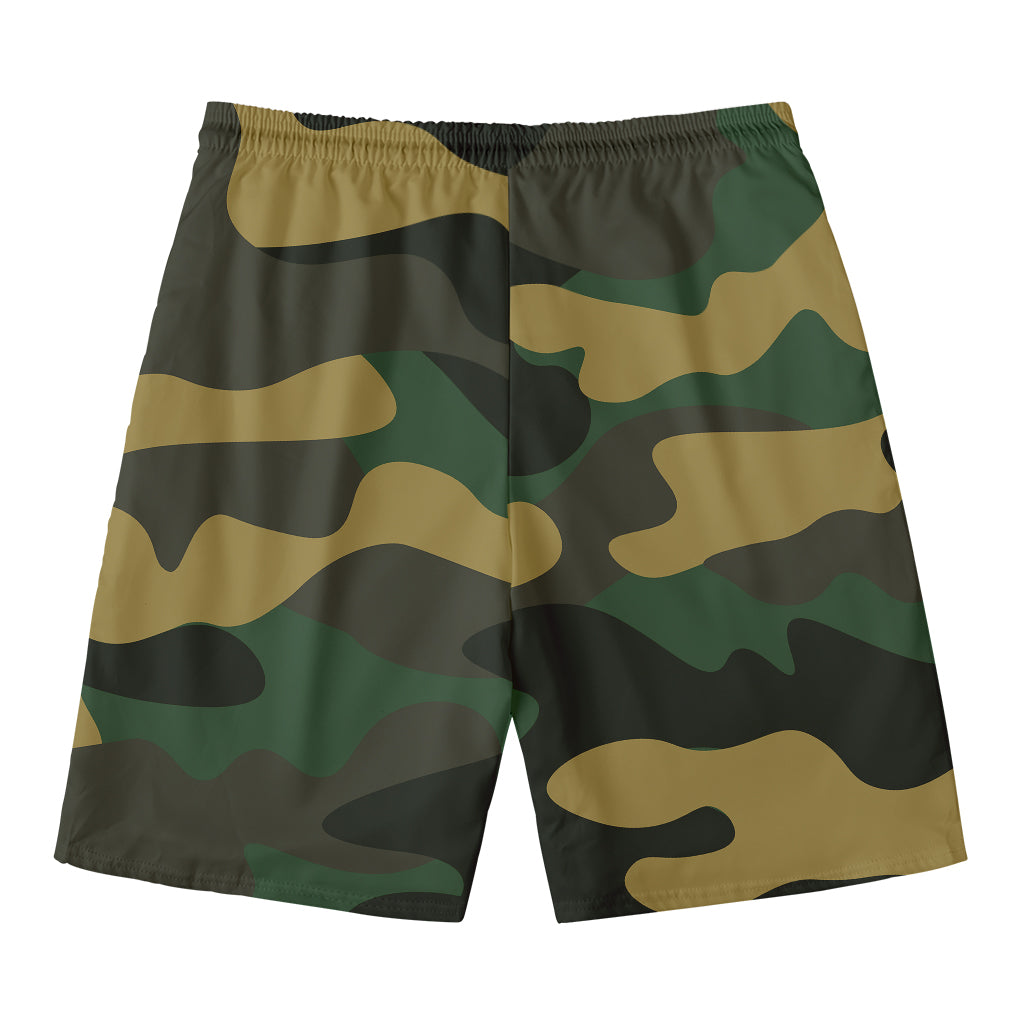 Black And Green Camouflage Print Men's Swim Trunks