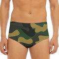 Black And Green Camouflage Print Men's Triangle Swim Briefs