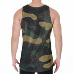 Black And Green Camouflage Print Men's Velvet Tank Top