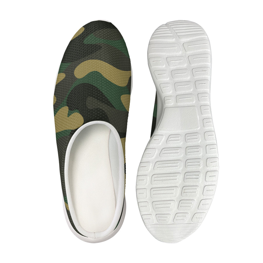 Black And Green Camouflage Print Mesh Casual Shoes