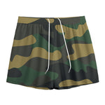 Black And Green Camouflage Print Mesh Shorts
