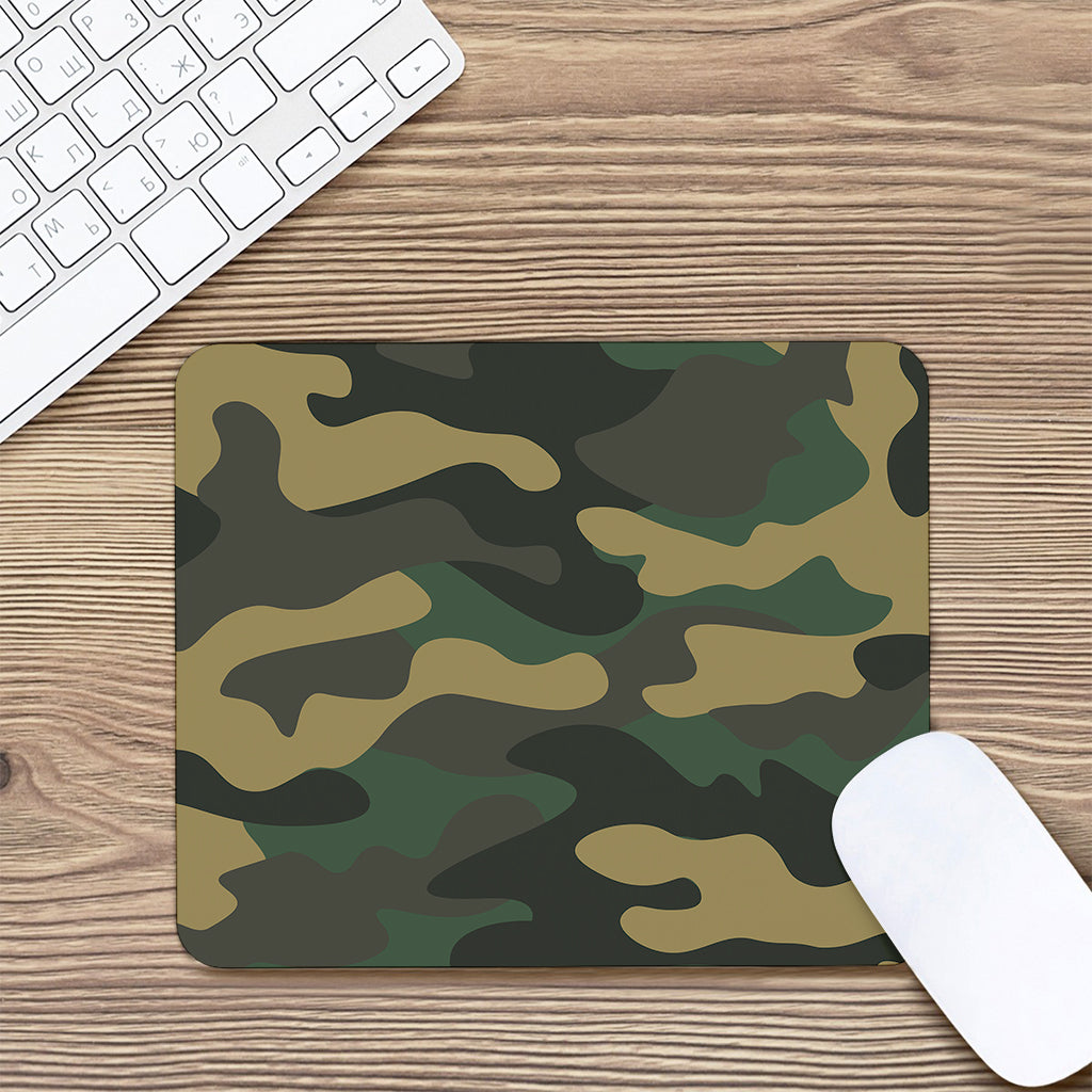 Black And Green Camouflage Print Mouse Pad